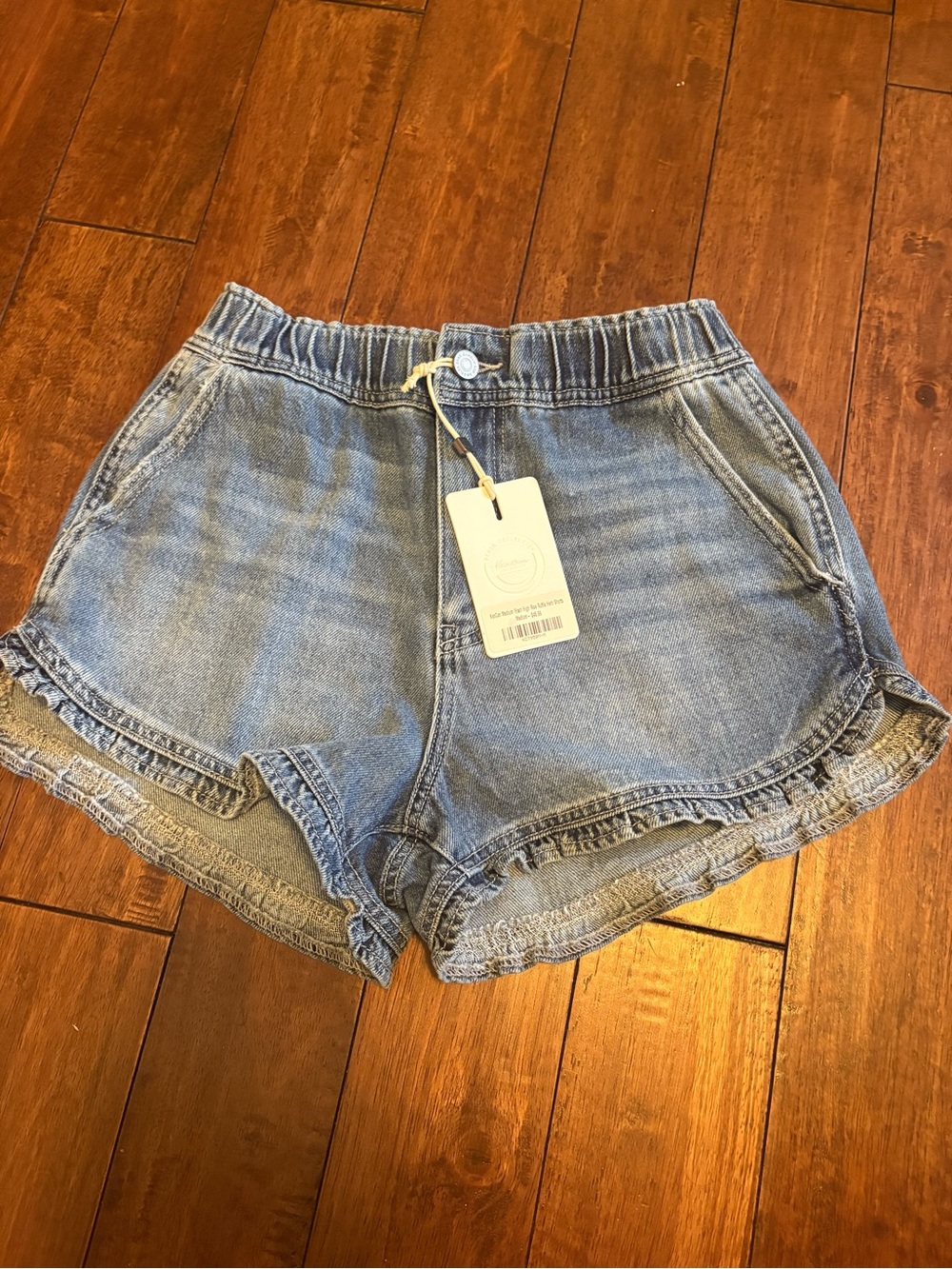 KanCan Light Blue Denim Ruffle-Hem Shorts